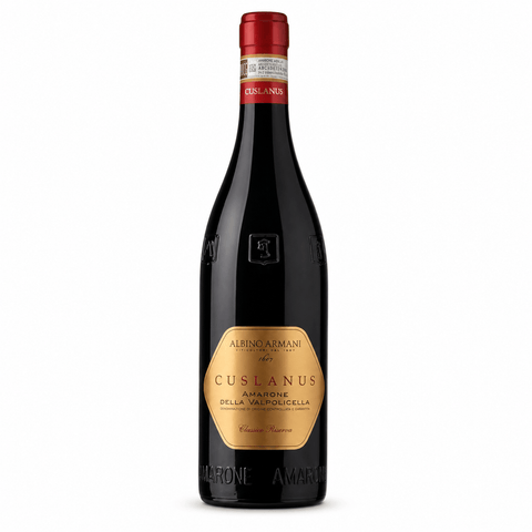 Albino Armani Amarone Cuslanus 2016 red wine bottle 750ml from Veneto, Italy with 16% alcohol content.
