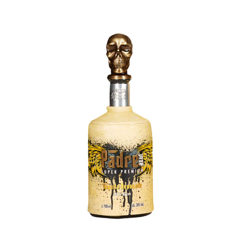 Padre Azul Reposado Tequila 700ml bottle with skull cap, crafted from 100% blue agave, aged in oak barrels.