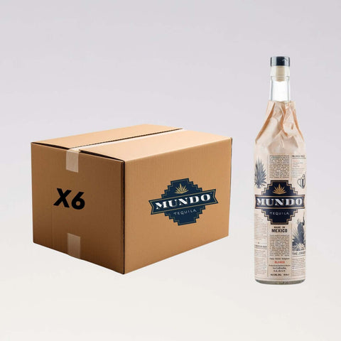 6 bottles of Mundo Blanco Tequila 700ml with packaging, 35% ABV, made in Mexico.