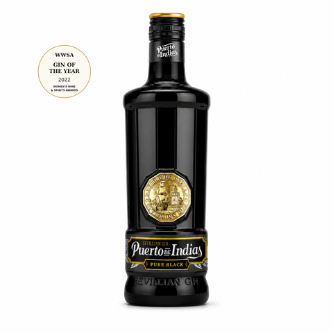 Puerto de Indias Pure Black Gin 1L 40%; Women's Wine & Spirits Awards Gin of the Year 2022.