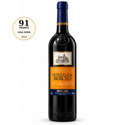 Gonzalo de Berceo Gran Reserva 2011 Dry Red wine 750ml 14% (Spain). Front bottle with 91/100 Guía Peñín 2024 score badge.