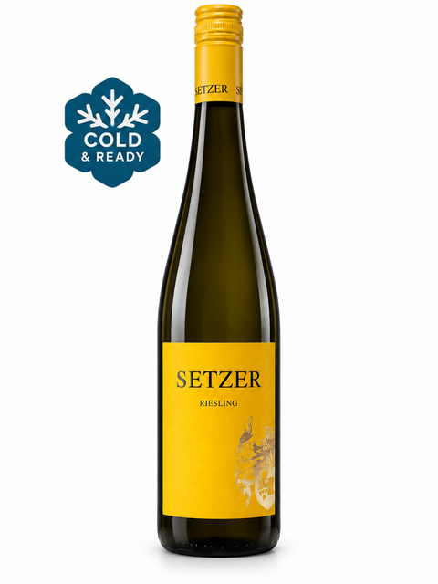 Setzer Riesling 2023 dry white wine 750ml 13% — front bottle on white background
