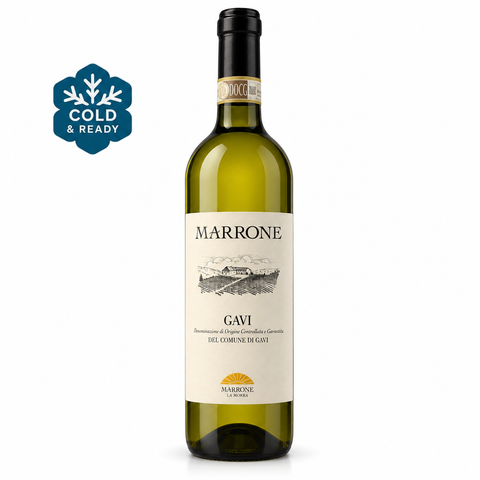 Marrone Gavi del Comune di Gavi DOCG Dry White Wine 2022 bottle, 750 ml, featuring authentic Italian Cortese wine.