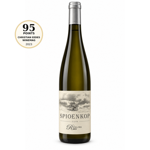 Spioenkop Elgin Riesling 2019 Dry White Wine 750ml 13% (South Africa). Front bottle with 95/100 Christian Eedes / Winemag 2023 score badge.