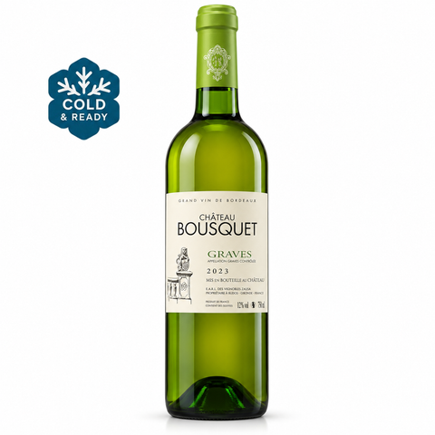 Chateau Bousquet Graves Blanc Dry Blend 2023 bottle, 750ml, 12% alcohol, Bordeaux white wine with Sémillon and Sauvignon Blanc blend
