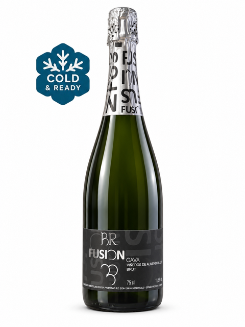 BR Fusion Cava Brut 750ml bottle, Spanish dry cava wine from Bodegas Romale with 12% alcohol.