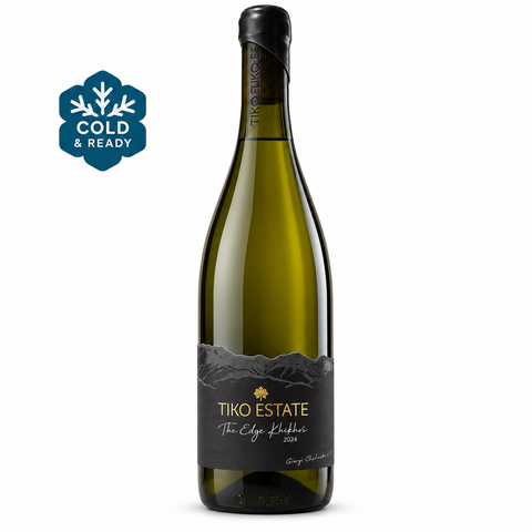 Tiko Estate The Edge Khikhvi 2024 Dry White Wine bottle, 750ml, 13.5% alcohol, Kakheti Georgian white wine with stone-fruit aromas.