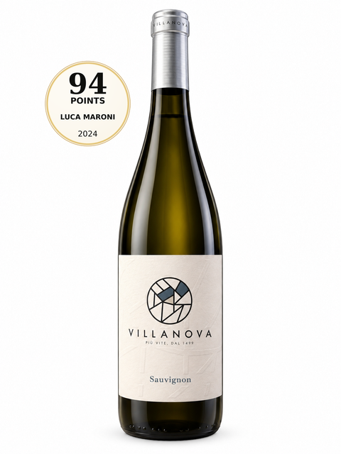 Villanova Sauvignon 2022 Dry White Wine 750ml 13% (Italy). Front bottle with 94/99 Luca Maroni 2024 score badge.