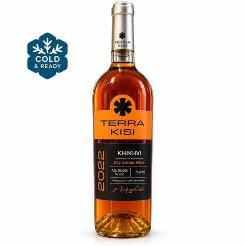 Terra Kisi Khikhvi 2022 Dry Amber Wine 750ml 14%; front bottle with Cold & Ready badge.