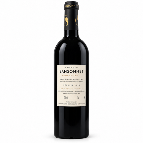 Chateau Sansonnet Merlot 2022 Dry Red Wine 750ml bottle from Bordeaux, France, 15% alcohol, Grand Cru Classé.