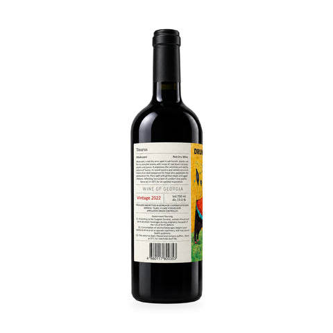 Drunk Zodiacs Taurus Mukuzani 2022 dry red wine, 750 ml, 13%; back bottle label