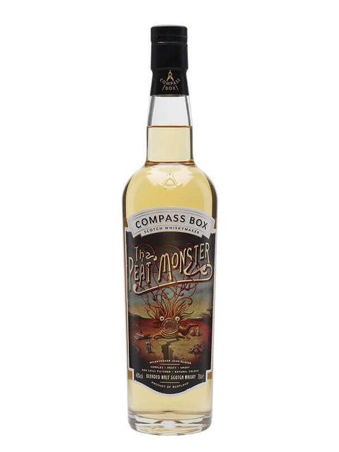Compass Box The Peat Monster Blended Scotch Whisky bottle, 700 ml, showcasing the label design and branding.