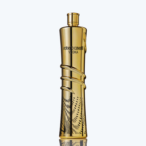 Roberto Cavalli Gold Vodka 1L bottle, luxurious Italian vodka with 40% alcohol, perfect for enhancing special moments.