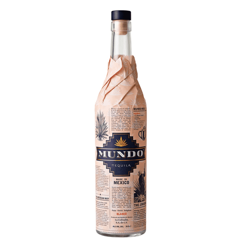 Mundo Blanco Tequila 700ml bottle crafted from 100% blue agave, showcasing authentic Mexican tequila from Jalisco highlands.