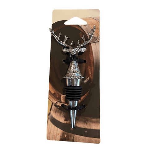 Deer Head Wine Bottle Stopper Metal with detailed sculpted deer design, perfect for adding luxury and elegance to wine bottles.