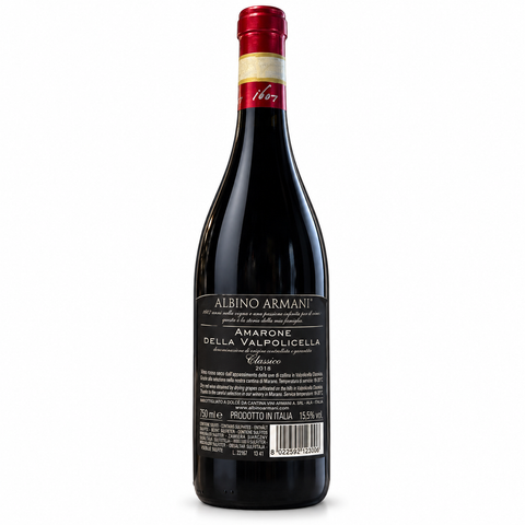 Albino Armani Amarone Classico 2018 Dry Red Wine 750ml bottle image, showcasing Italian wine craftsmanship, 15.5% alcohol content.