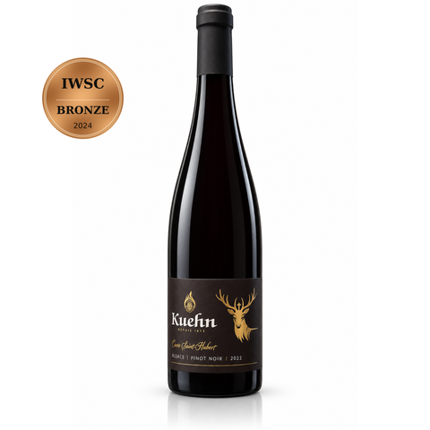 Kuehn Saint Hubert Pinot Noir 2022 Dry Red Wine 750ml 13.5% (France); front bottle with Bronze · IWSC · 2024 medal badge.