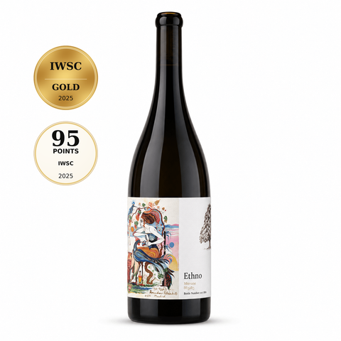 Ethno Mtsvane 2022 Amber Wine 750ml bottle, dry organic qvevri wine from Kakheti, Georgia, 13% alcohol.