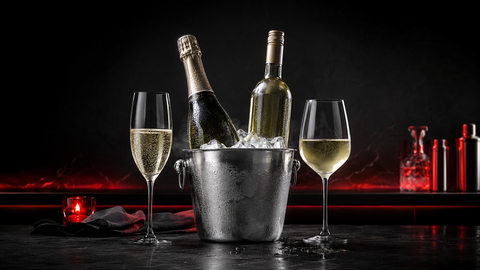 Chilled sparkling and white wine ready for delivery