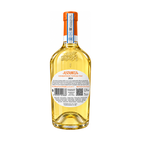 Bottle of Astoria Estro Chardonnay Venezia DOC, 750 ml, 12% alcohol from Veneto, Italy.