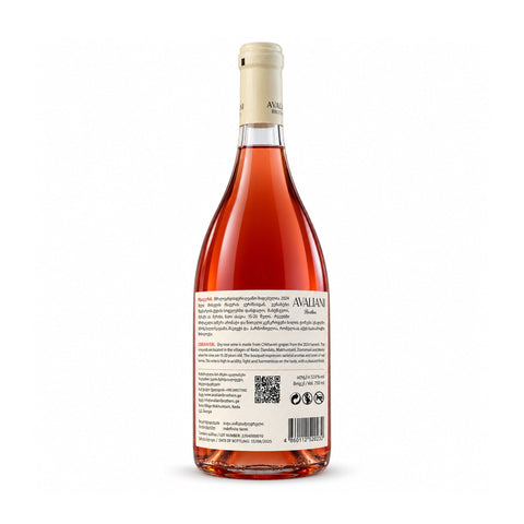 Avaliani Brothers Chkhaveri 2024 dry rosé wine, Keda, Ajara, Georgia, 750 ml, 12% — back label | ძმები ავალიანები ჩხავერი 2024 მშრალი ვარდისფერი ღვინო, ქედა, აჭარა, საქართველო, 750 მლ, 12% — უკანა ეტიკეტი