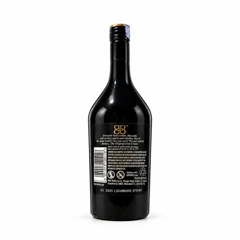 Baileys Original Irish Cream 1 L 17%, rear label and barcode | ბეილისი Original Irish Cream 1 ლ 17%, უკანა ეტიკეტი და ბარკოდი