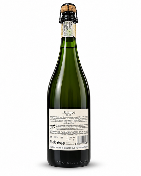 Balance Brut Sparkling Wine bottle, back label