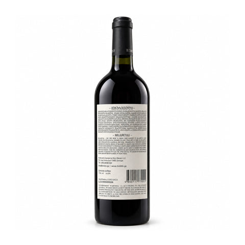 Bimbili Mujuretuli 2020 dry red wine 750ml 14%, back / ბიმბილი მუჯურეთული 2020 წითელი მშრალი ღვინო 750მლ 14%, უკანა მხარე