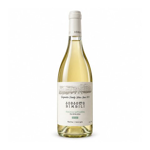 Bimbili Rachuli Mtsvane 2021 dry white wine 750ml 12% front | ბიმბილი რაჭული მწვანე 2021 წინა ეტიკეტი