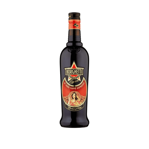 Bottle of Caffe Borghetti Coffee Liqueur 70cl, 25% ABV, featuring traditional Italian espresso flavors and aromatic intensity.