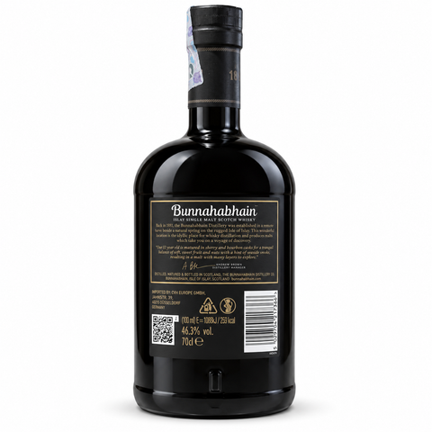 Bunnahabhain 12 Year Old Islay Single Malt Whisky 700ml 46.3% – rear label and barcode