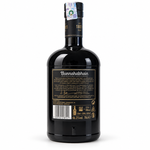 Back view of Bunnahabhain Moine Single Malt Scotch Whisky 700ml bottle
