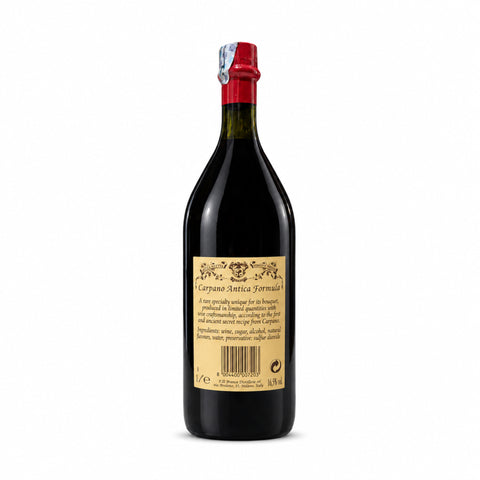 Carpano Antica Formula ტკბილი ვერმუტი 1 ლ 16.5%, უკანა ეტიკეტი შემადგენლობითა და შტრიხკოდით