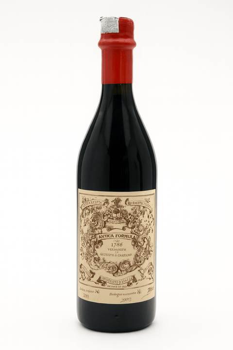 Bottle of Carpano Antica Formula Vermouth 0.375L 16.5% ABV from Italy, iconic sweet vermouth with herbal and spice notes.