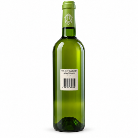 Chateau Bousquet Graves Blanc Dry Blend 2023, 750ml bottle showcasing a traditional Bordeaux white wine with 12% alcohol.
