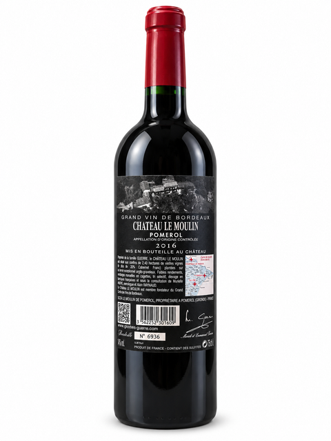 Château Le Moulin Pomerol 2016 red wine – back label