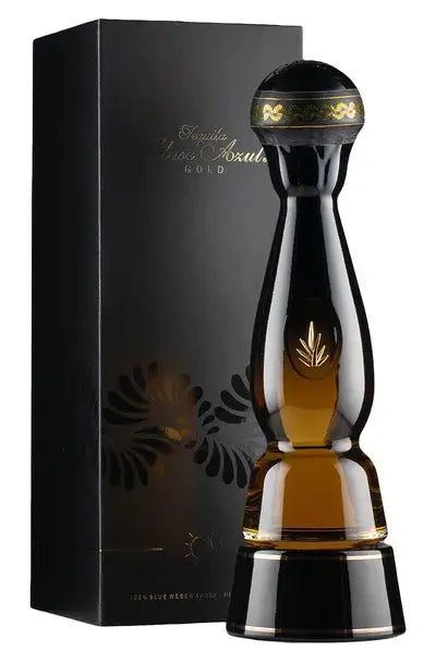 Clase Azul Gold Tequila 750ml bottle, limited edition with black and gold design, 40% alcohol from Mexico