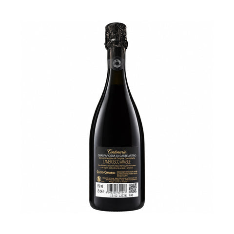 Cleto Chiarli Centenario Lambrusco Amabile 750ml bottle, Italian red Frizzante wine with semi-sweet profile, 8% ABV.