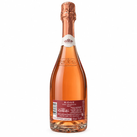 Cleto Chiarli Rose de Noir Brut 750ml bottle, Italian rosé sparkling wine with pale violet-pink color from Emilia-Romagna.
