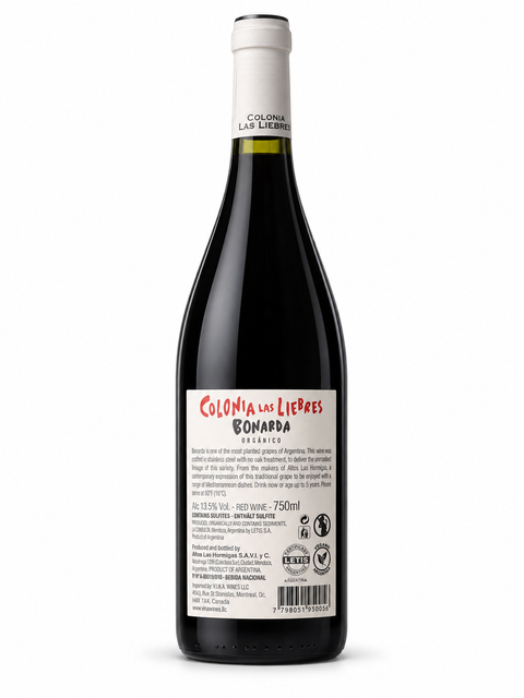 Bottle of Colonia Las Liebres Bonarda Organic Red 2023, 750ml, Argentina