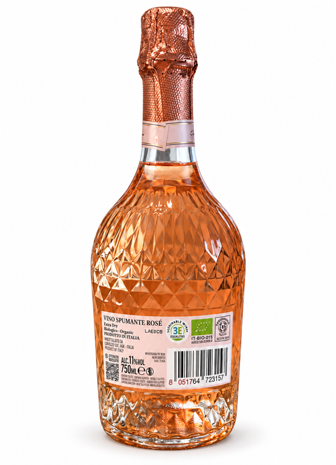 Corvezzo Family Collection Spumante Rosé 750ml back view on white background