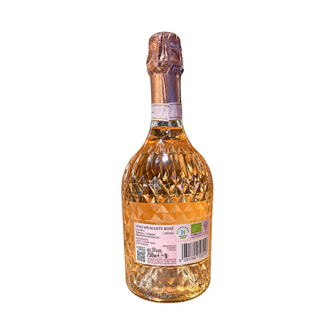 Corvezzo Spumante Rose Extra Dry Organic 750ml Italian rosé sparkling wine bottle with 11% alcohol, for celebrations and aperitifs.