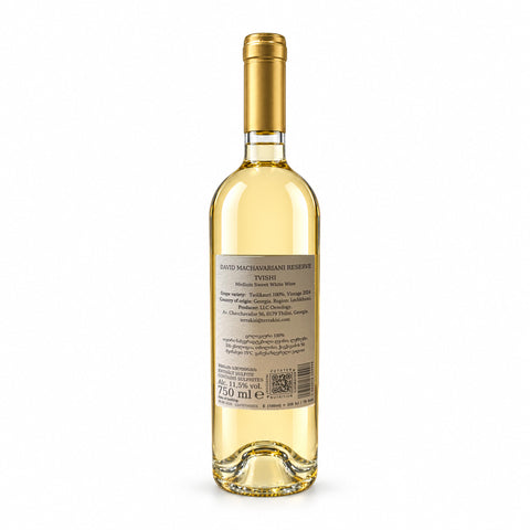 David Machavariani Reserve Tvishi Semi Sweet White 750ml wine bottle