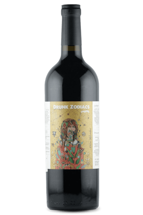 Drunk Zodiacs Virgo Cabernet 2019 red wine bottle, 750ml, deep ruby color, crafted in Georgia with 13.5% ABV.