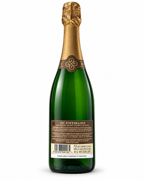 Du Toitskloof Sauvignon Blanc Brut sparkling wine bottle, back label