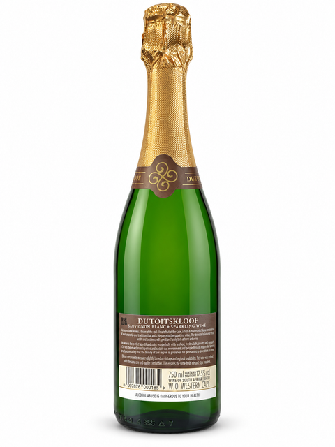 Du Toitskloof Sauvignon Blanc Sparkling Wine Brut 750ml — back bottle on white background