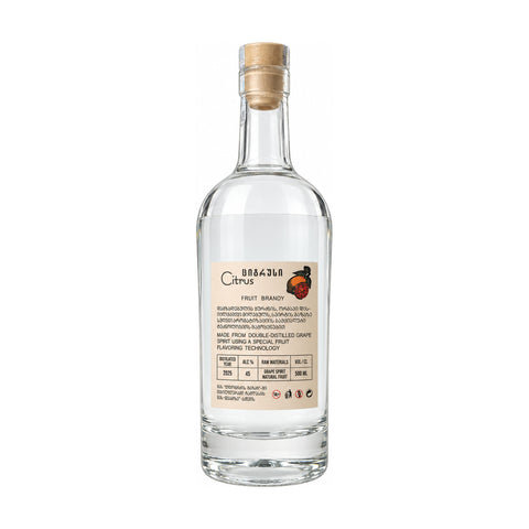 Enamze Citrus fruit brandy 500 ml 45%, rear of bottle, distillation year 2025