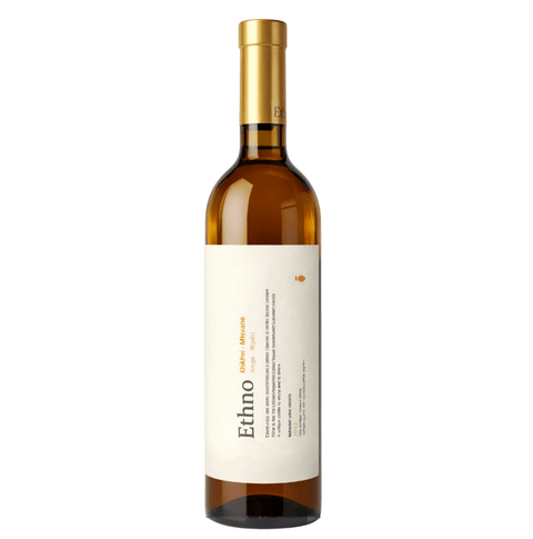 Ethno Khikhvi Mtsvane Bio Wine 750ml 2022 from Georgia, amber-style wine bottle, traditional qvevri method