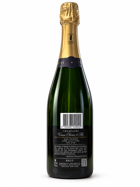 Veuve Olivier & Fils Grande REserve Brut Champagne 750ml bottle showcasing label and back details