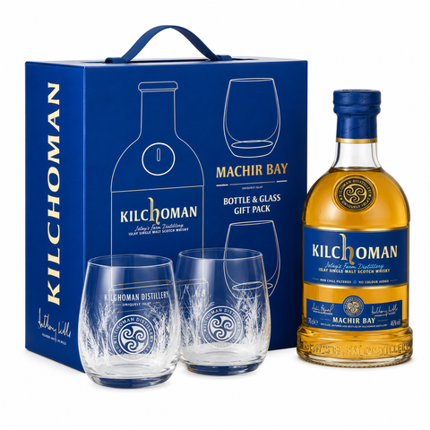 Kilchoman Machir Bay Islay Single Malt 700 მლ სასაჩუქრე შეფუთვა 2 ჭიქა